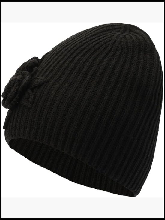 Women\'s Beanie Hat, Stylish Cold Weather Cap with Floral Pattern